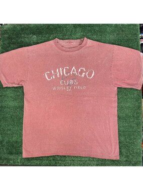 Vintage Y2K Adidas Chicago Cubs T-Shirt MLB Boxy Faded Brick Red L Streetwear